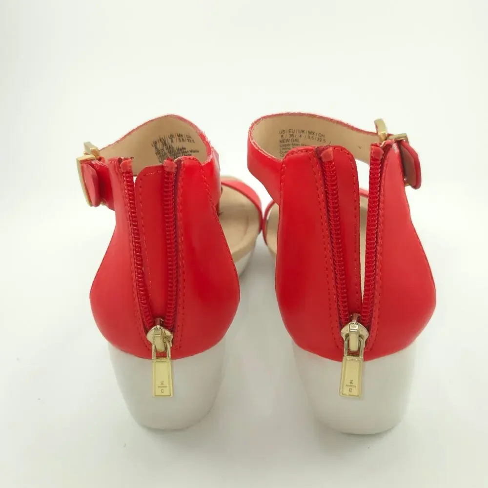 Kenneth Cole Reaction New Gal Women's Size 6 Red White Wedge Sandal